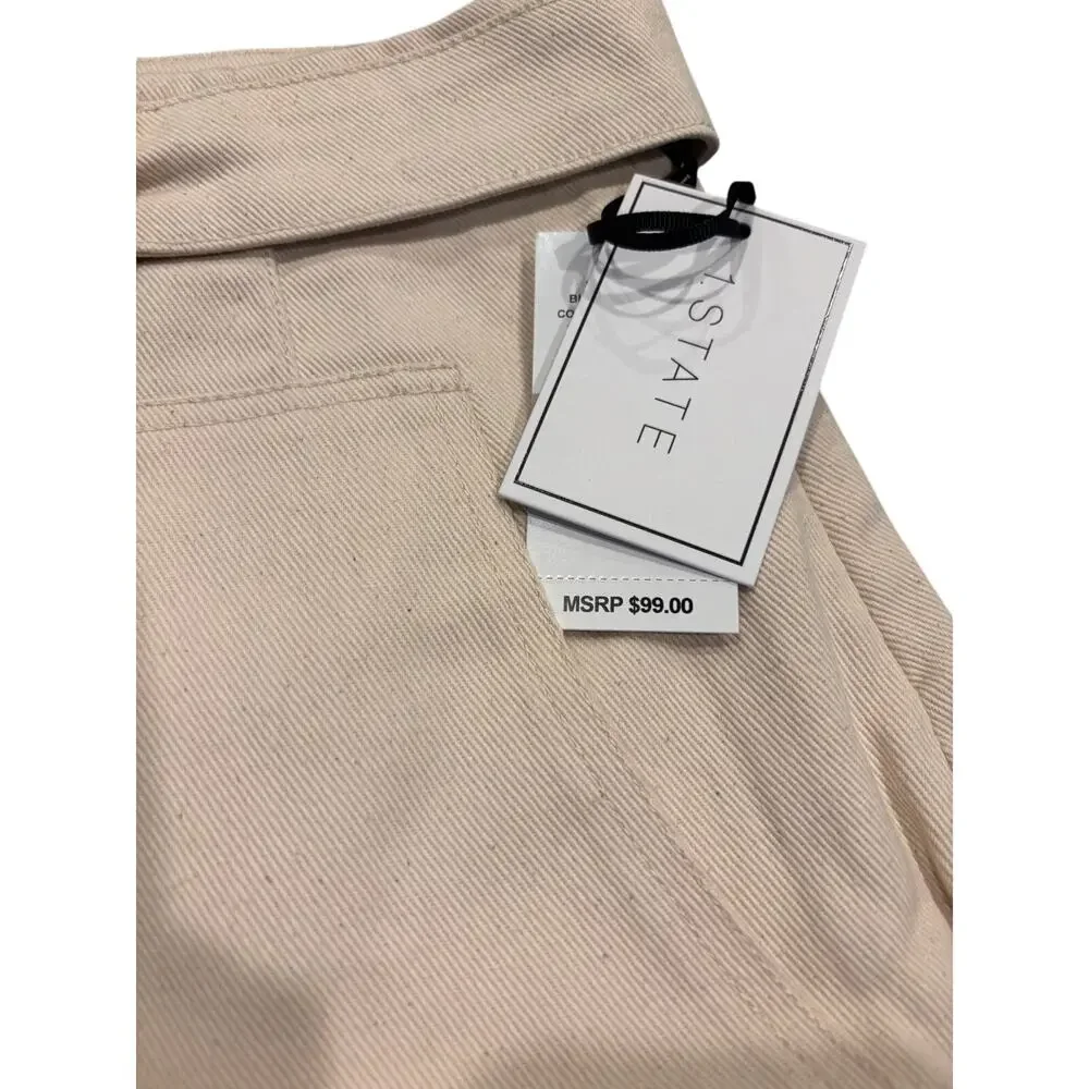 1. STATE Linen Blend Belted Mini Pencil Skirt White Swan Size 6